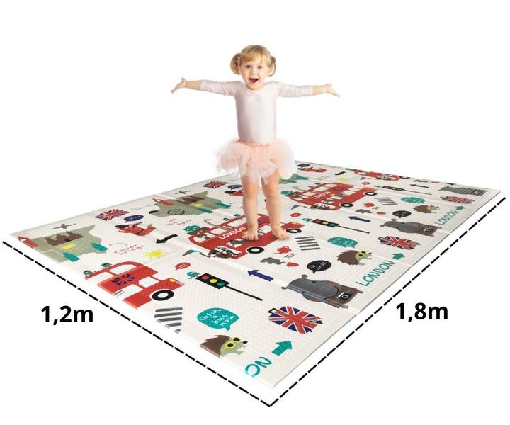 Imagem de Tapete TATAME Emborrachado Infantil Dobravel DUPLA FACE Impermeável Extra Macio 1,8x1,2M - PREMIUM