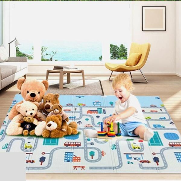 Imagem de Tapete TATAME Infantil EMBORRACHADO Dobrável DUPLA FACE c/ Bolsa 2,0 X 1,5 m - Linha PREMIUM 