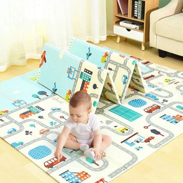 Imagem de Tapete TATAME Infantil EMBORRACHADO Dobrável DUPLA FACE c/ Bolsa 2,0 X 1,5 m - Linha PREMIUM 