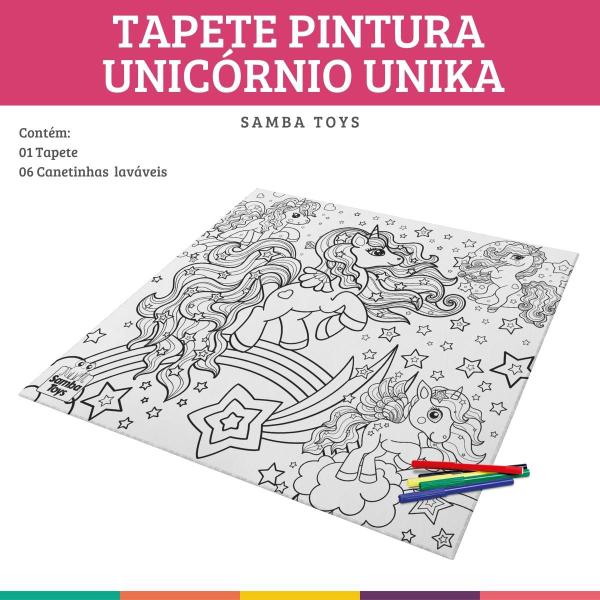 Imagem de Tapete Unicórnio para Colorir Lavável Criativo Samba Toys