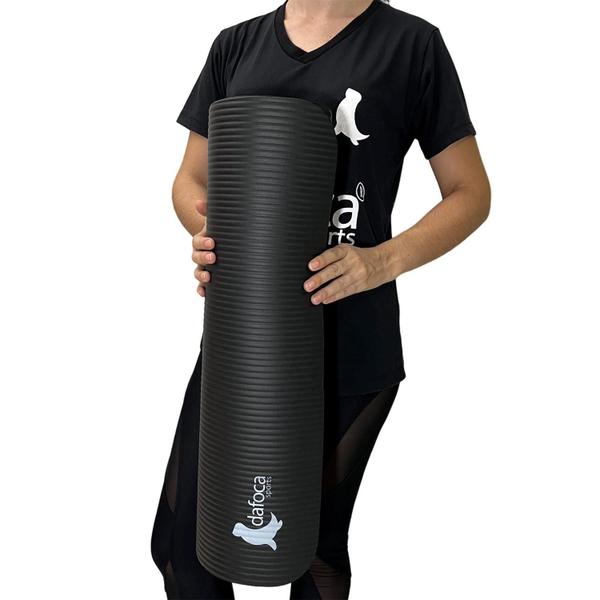 Imagem de Tapete Yoga Mat Grosso 10mm Pilates NBR Impermeável 183x61x1cm DS1020 Preto Dafoca Sports