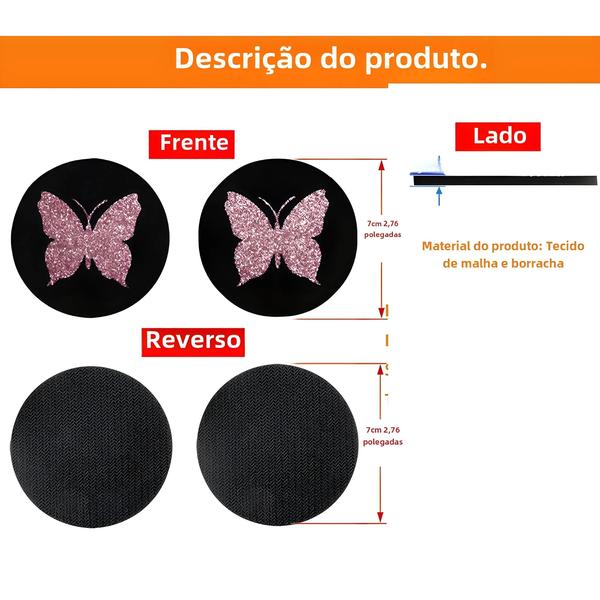 Imagem de Tapetes de Copo para Carro com Glitter e Borboletas Rosa - 2 Peças para Mulheres