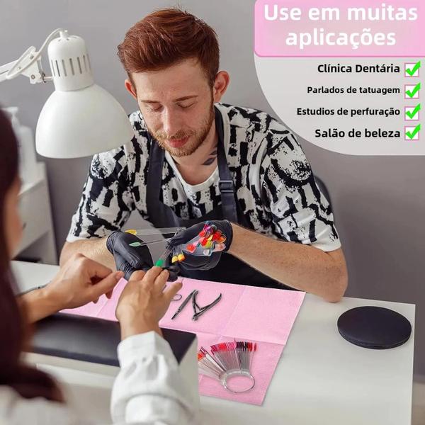 Imagem de Tapetes Descartáveis para Unhas - 20 Peças, Rosa, À Prova D'Água e Dobráveis