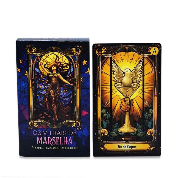 Tarô Os Vitrais de Marselha 78 Cartas Alta Qualidade Manual - Tarô