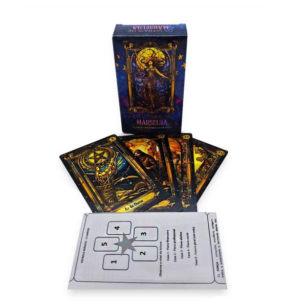Auspicious Manifestation CSR 1枚 Tarô Os Vitrais de Marselha 78 Cartas Alta Qualidade Manual - Tarô