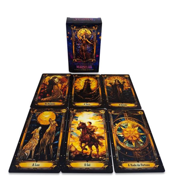 Tarô Os Vitrais de Marselha 78 Cartas Alta Qualidade Manual - Tarô