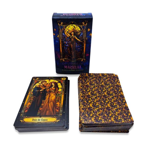 Tarô Os Vitrais de Marselha 78 Cartas Alta Qualidade Manual - Tarô
