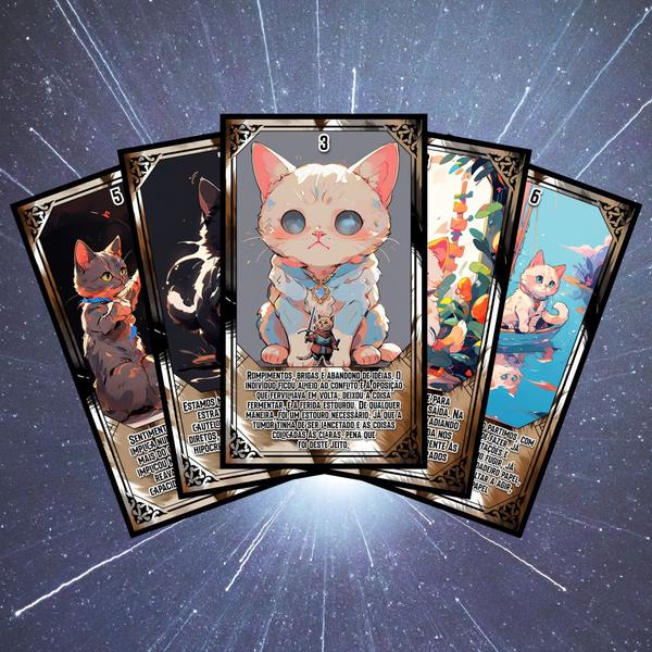 Imagem de Tarot dos Gatos de Marselhas com Significados. 78 Cartas Artesanais