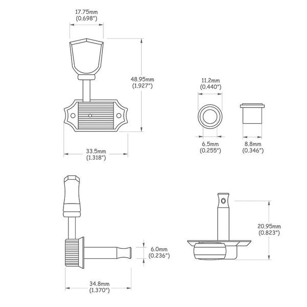 Imagem de Tarraxa Guitarra Dourada 3x3 Tulipa Spirit J44-GD-R3L3