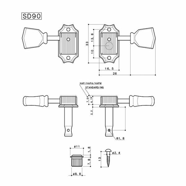 Imagem de Tarraxa Guitarra Les Paul Gotoh SD90-SL Com Trava MGT 3+3 Nickel