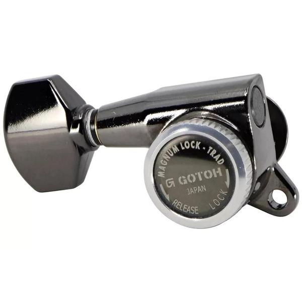 Tarraxas Gotoh para Guitarra Com Trava SG381-07 MGT 3x3 Cosmo Black Imagem de Tarraxas Gotoh para Guitarra Com Trava SG381-07 MGT 3x3 Cosmo Black