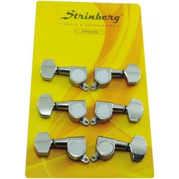 Tarraxas para Violão Strinberg AM01 Blindadas e Cromadas - 3+3 Imagem de Tarraxas para Violão Strinberg AM01 Blindadas e Cromadas - 3+3