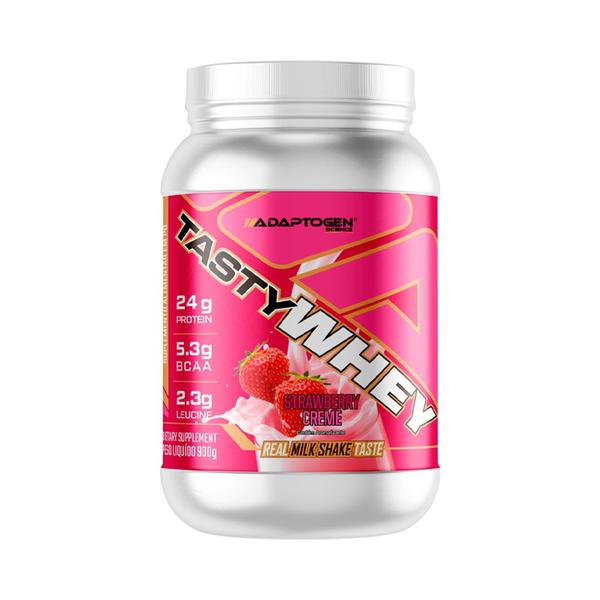 Tasty Whey 3W (900g) Strawberry Creme Adaptogen - Adaptogen Science Imagem de Tasty Whey 3W (900g) Strawberry Creme Adaptogen