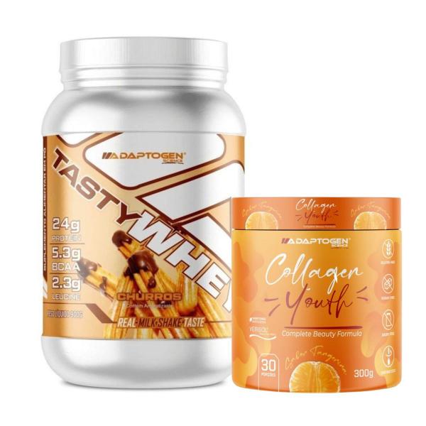 Imagem de Tasty Whey 3W Churros 900g + Colágeno Hidro 300g  Adaptogen