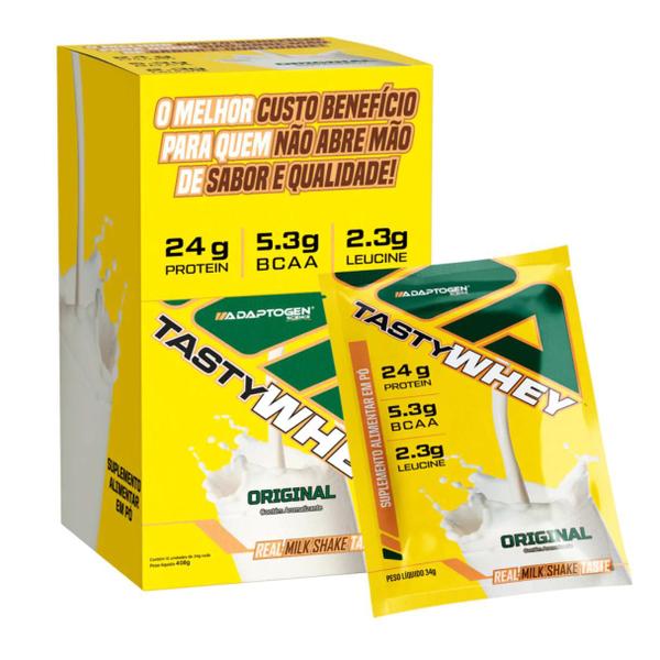 Tasty Whey 3w Gourmet Caixa 12 Sachês Adaptogen Science Imagem de Tasty Whey 3w Gourmet Caixa 12 Sachês Adaptogen Science