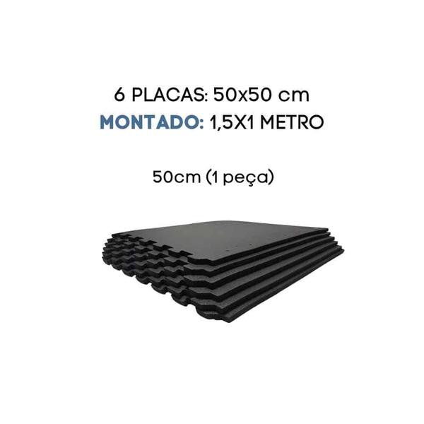 Imagem de Tatame Eva 6 Placas 50X50cm Esp 20mm Preto 1x1,5 mt montado