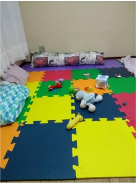 Tatame eva tapete colorido 9placas com bordas 50x50 10mm - TATAMES KIDS Imagem de Tatame eva tapete colorido 9placas com bordas 50x50 10mm