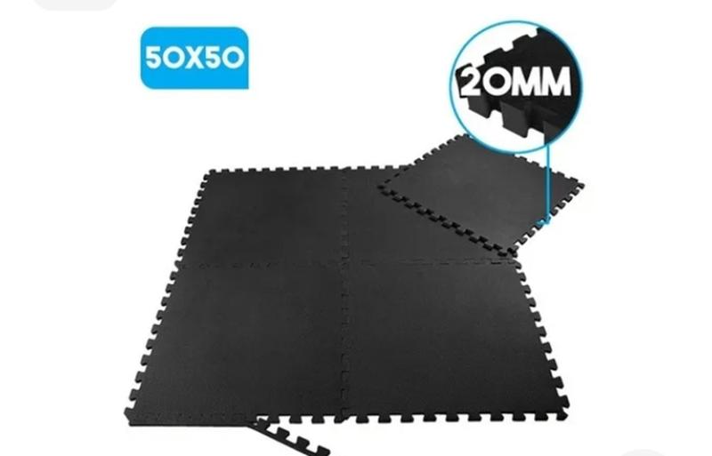 Tatame preto 20 placas com bordas 50x50 20mm - TATAMES KIDS Imagem de Tatame preto 20 placas com bordas 50x50 20mm