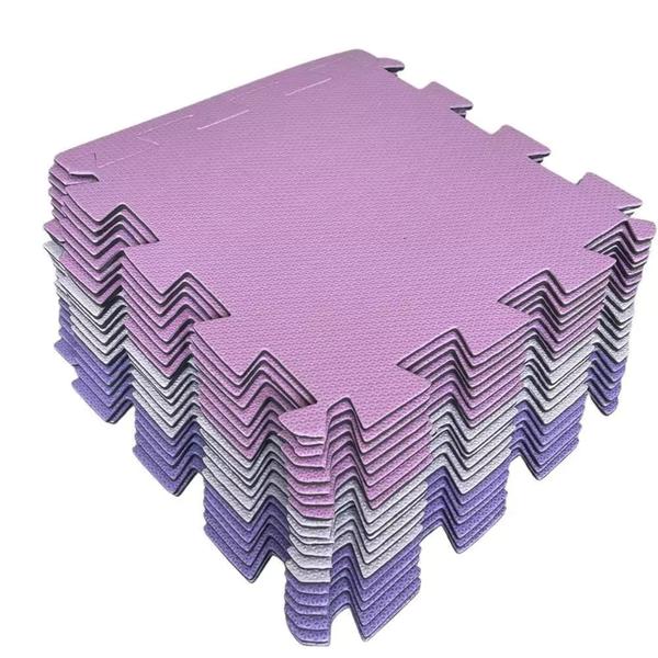 Tatames 6 tapetes tons de rosa com cinza 50x50 10mm - TATAME KIDS Imagem de Tatames 6 tapetes tons de rosa com cinza 50x50 10mm