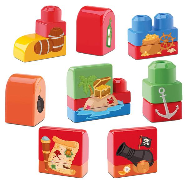 Imagem de Tchuco Blocks Brinquedo Navio Pirata 49 Peças De Montar Educativo  - Samba Toys