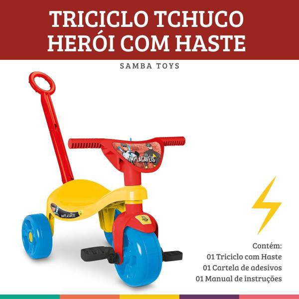 Imagem de Tchuco Herói Com Haste Triciclo Infantil Samba Toys