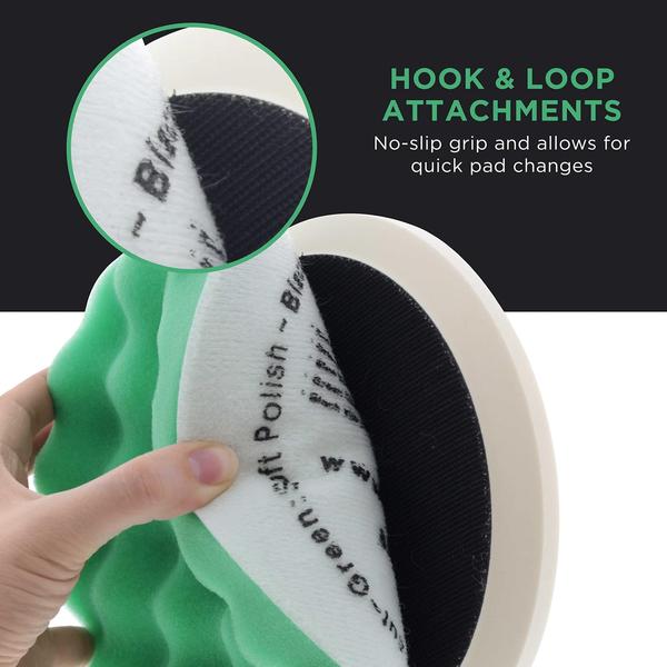 TCP Global 6.5" Waffle Espuma e Lã Buffing & Poloning Set - 5 Waffle Foam Pads & 1 Natural Wool Pad - para Hook & Loop Backing Imagem de TCP Global 6.5" Waffle Espuma e Lã Buffing & Poloning Set - 5 Waffle Foam Pads & 1 Natural Wool Pad - para Hook & Loop Backing