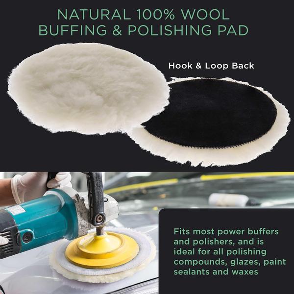 Imagem de TCP Global 6.5" Waffle Espuma e Lã Buffing & Poloning Set - 5 Waffle Foam Pads & 1 Natural Wool Pad - para Hook & Loop Backing