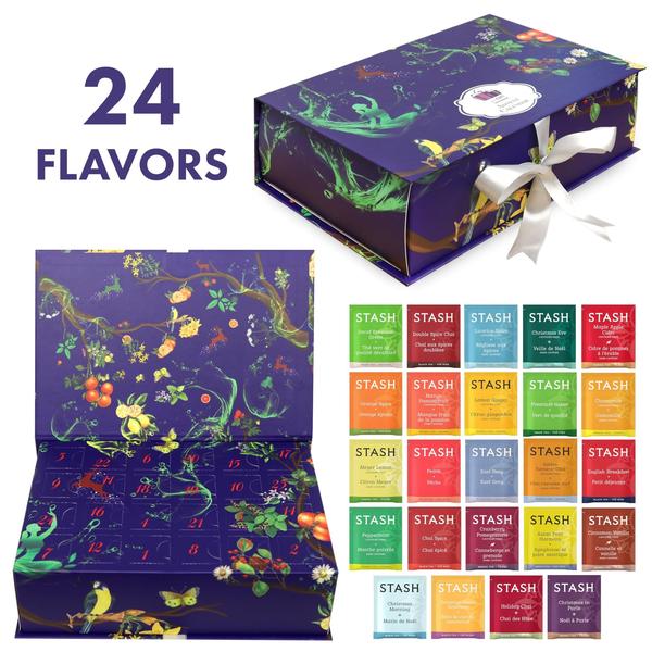 Tea Advent Calendar Box Stash Gift 24 Flavors Sampler 24 ct - Eva's Gift Universe Imagem de Tea Advent Calendar Box Stash Gift 24 Flavors Sampler 24 ct