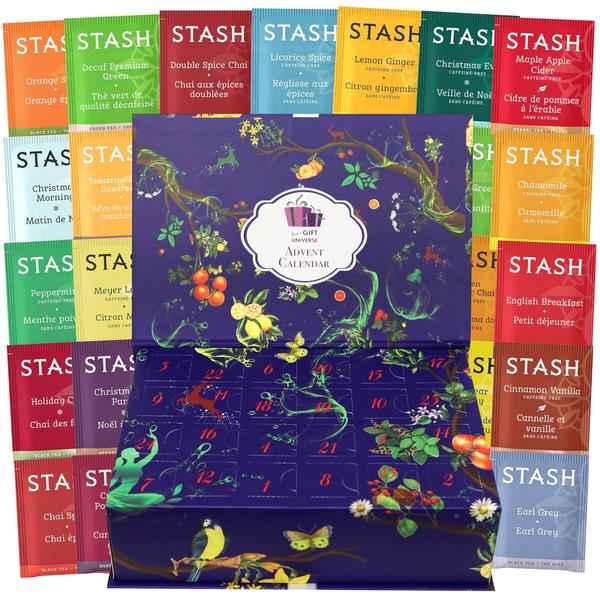 Tea Advent Calendar Box Stash Gift 24 Flavors Sampler 24 ct - Eva's Gift Universe Imagem de Tea Advent Calendar Box Stash Gift 24 Flavors Sampler 24 ct