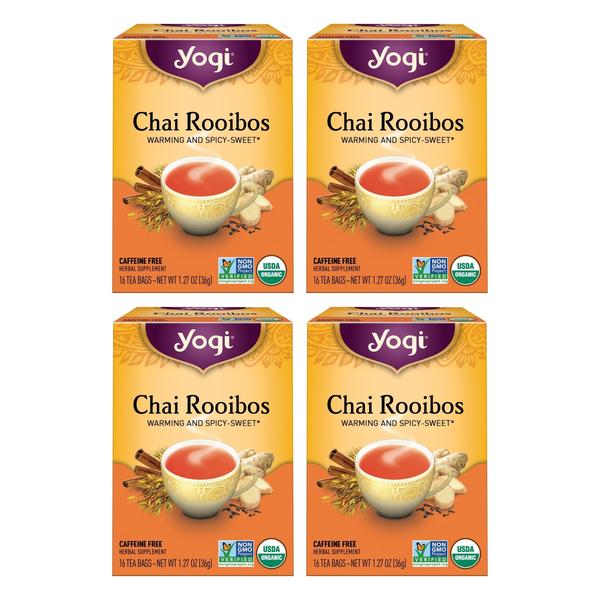 Imagem de Tea Yogi Chai Rooibos 16 saquinhos de chá por pacote (4 pacotes) orgânicos