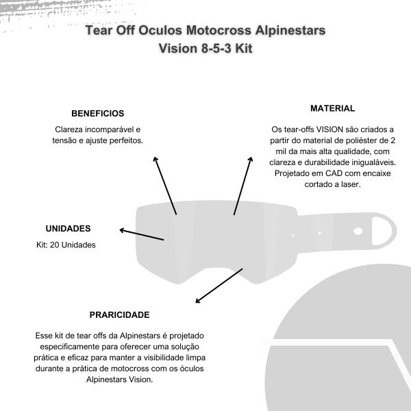 Imagem de Tear Off Oculos Motocross Alpinestars Vision 8-5-3 Kit