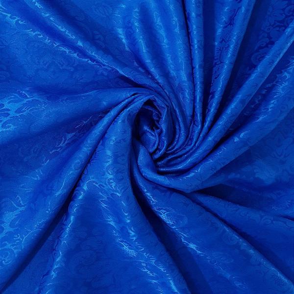 Imagem de Tecido Cetim Jacquard Azul Estampa Floral 50cm x 1,50m