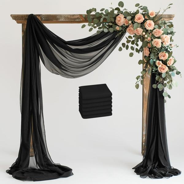 Imagem de Tecido drapeado Wedding Arch Wokceer 6 painéis 8,2 x 6M preto