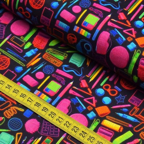 Imagem de Tecido Estampado Para Patchwork - Coleção Neon : School Neon (0,50x1,40)