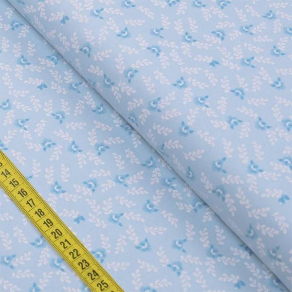 Imagem de Tecido Estampado para Patchwork - Denise : Composê Floral Azul Claro (0,50x1,40)