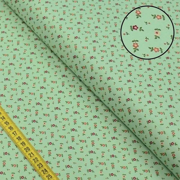 Imagem de Tecido Estampado para Patchwork - Floridos Preferidos : Micro Floral Menta (0,50x1,40)