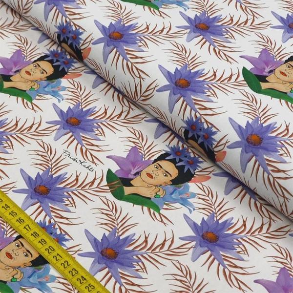 Imagem de Tecido Estampado para Patchwork - Frida Kahlo: Frida And Flowers (0,50x1,40)