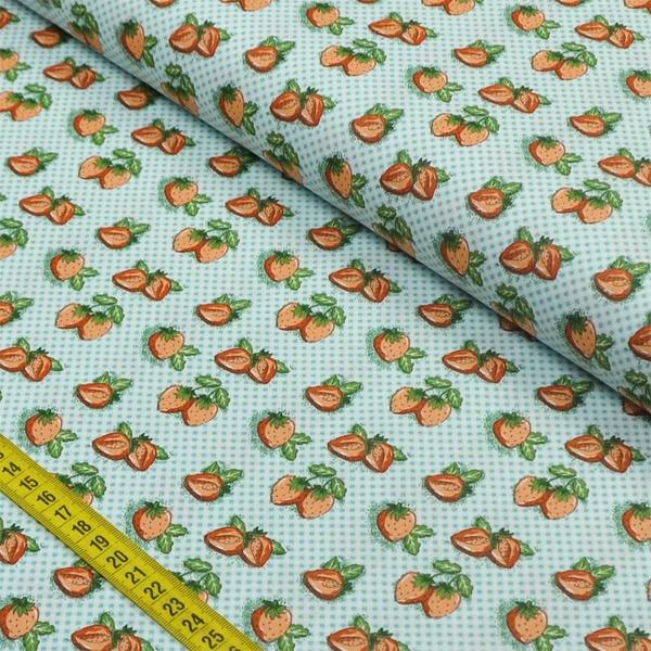 Imagem de Tecido Estampado para Patchwork - Frutas: Mini Morangos (0,50x1,50)