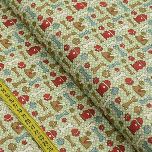 Imagem de Tecido Estampado para Patchwork - Pets : Ossinhos e Patinhas (0,50x1,40)