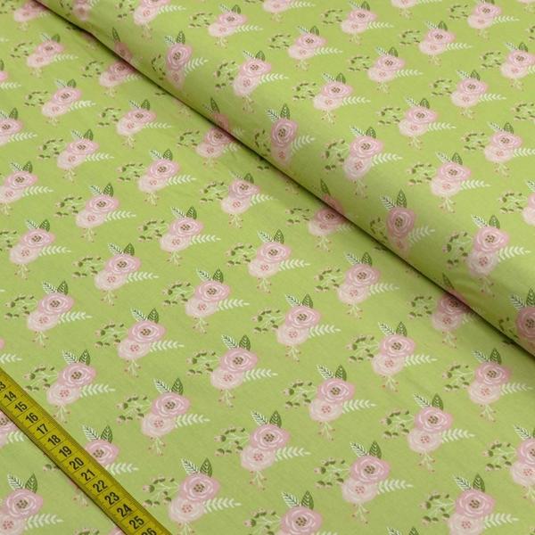 Imagem de Tecido Estampado para Patchwork - Shabby: Duo Flower Verde (0,50X1,40)