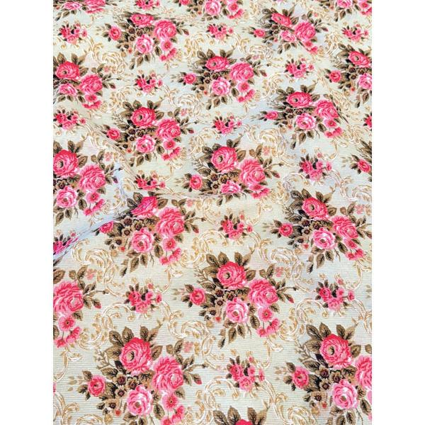 Imagem de Tecido Gorgurinho Floral Vintage Amarelo e Rosa - 1,50m de Largura