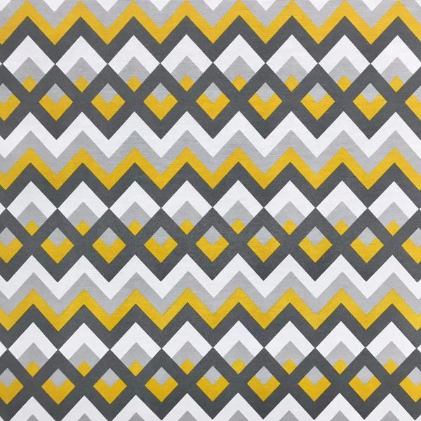 Imagem de Tecido Jacquard Aquatec Estampado Chevron Amarelo com Cinza - 1,40m de Largura