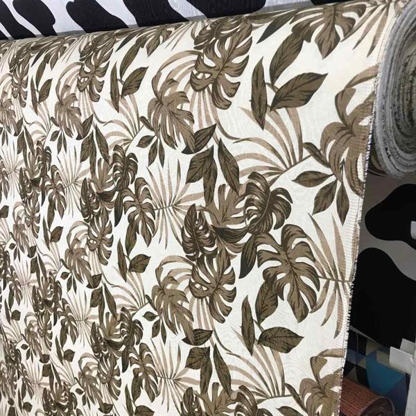 Imagem de Tecido Jacquard Estampa Folhagem Marrom - 1.40m de Largura