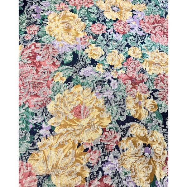 Imagem de Tecido Jacquard Estampado Floral Amarelo e Rosa Envelhecido - 1,40m de Largura