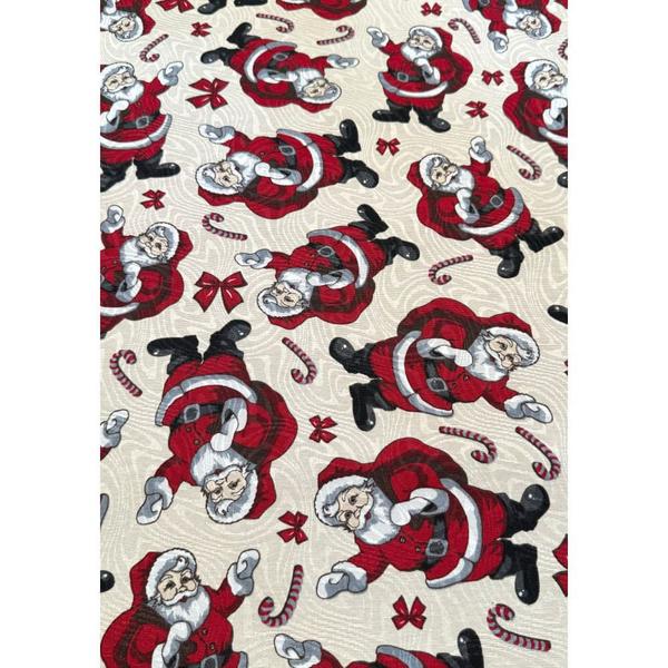 Imagem de Tecido Jacquard Estampado Natalino Papai Noel Fundo Pérola - 1,40m de Largura