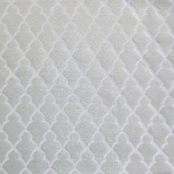 Imagem de Tecido Jacquard Luxo Branco com Prata Geométrico - Largura 2.80m