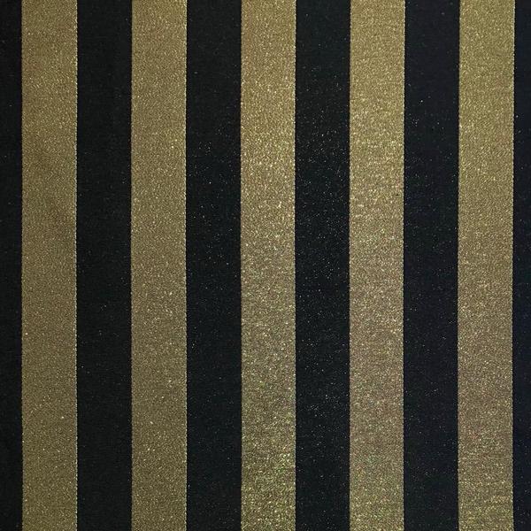 Imagem de Tecido Jacquard Luxo Preto com Dourado Listrado - Largura 2.80m