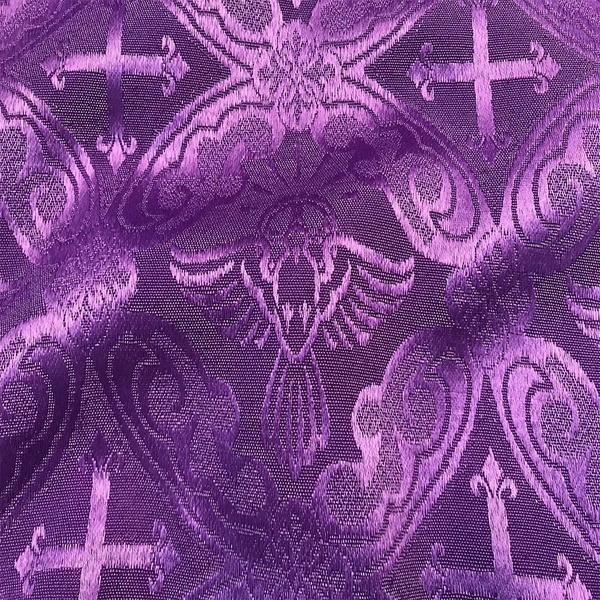 Imagem de Tecido Jacquard Tradicional Litúrgico Arabesco Roxo - 2,80m de Largura