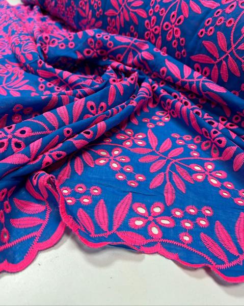 Imagem de Tecido Layse Summer Neon Azul Turquesa Com Pink