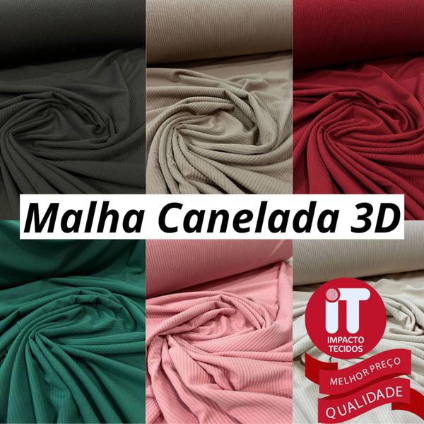 Imagem de Tecido Malha Canelada 3D PREMIUM com Elastano (1m x 1,5m)